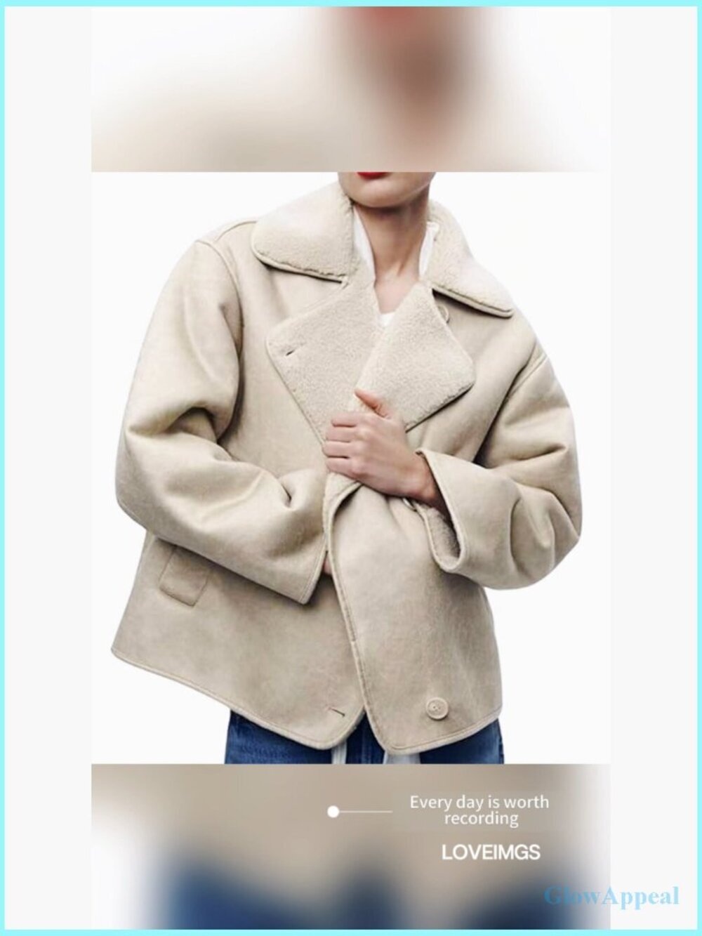 Oversized Faux Leather Jacket Sherpa Lined Winter Coat Moto Biker Style - Picture 7 of 7